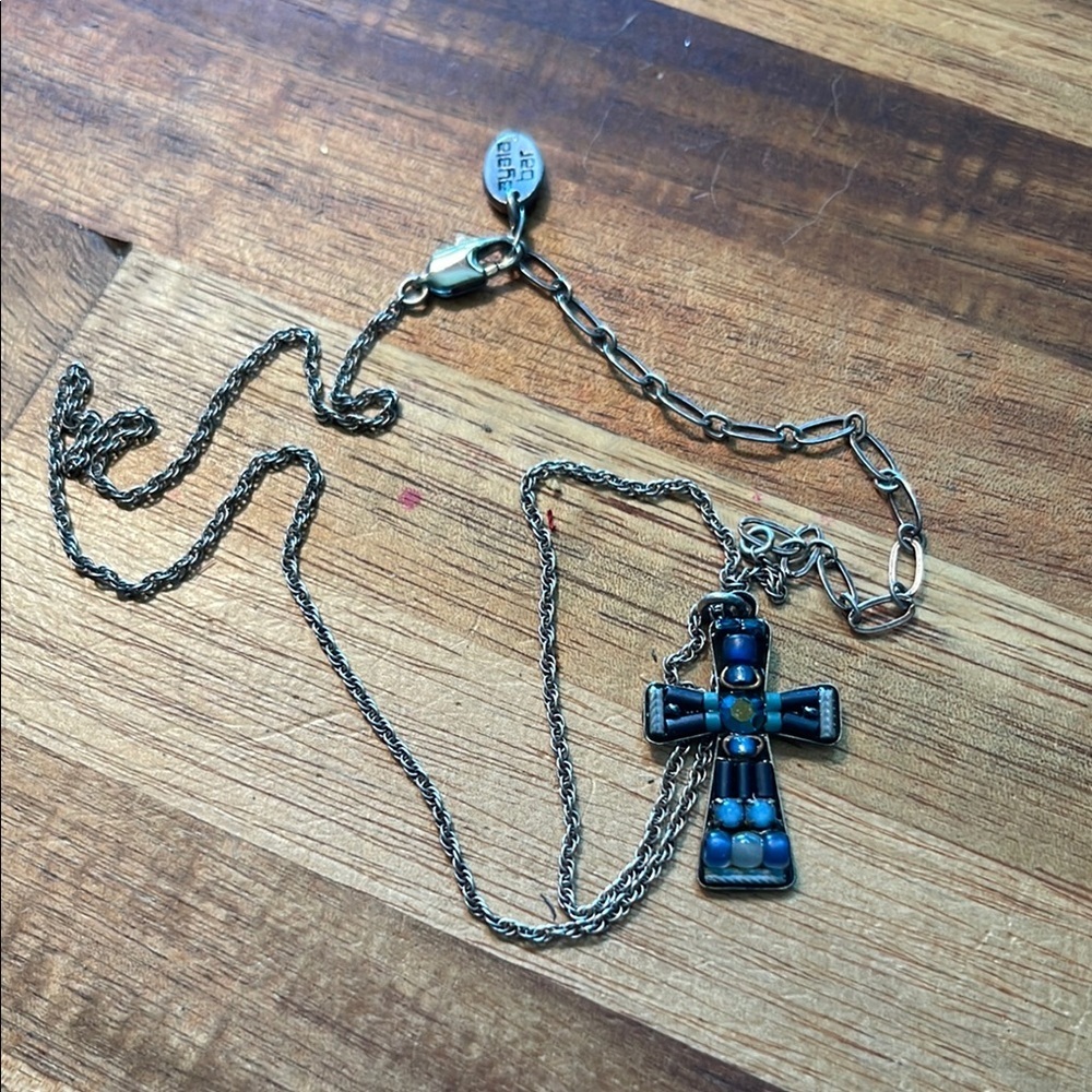 Ayala Bar Handcrafted Small Embellished Cross Necklace. P20 - Picture 2 of 4